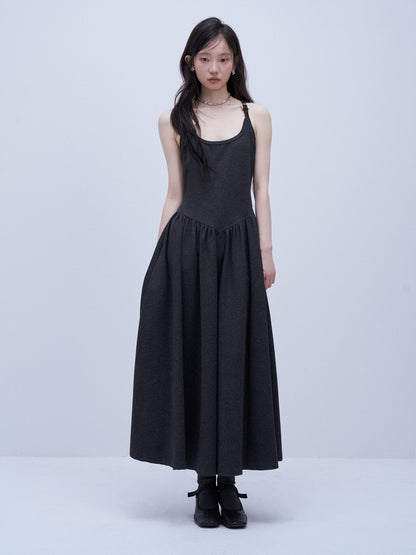 FUSSED_Tricolor_Leather_Buckle_Splice_Shirred_Waist_Women&