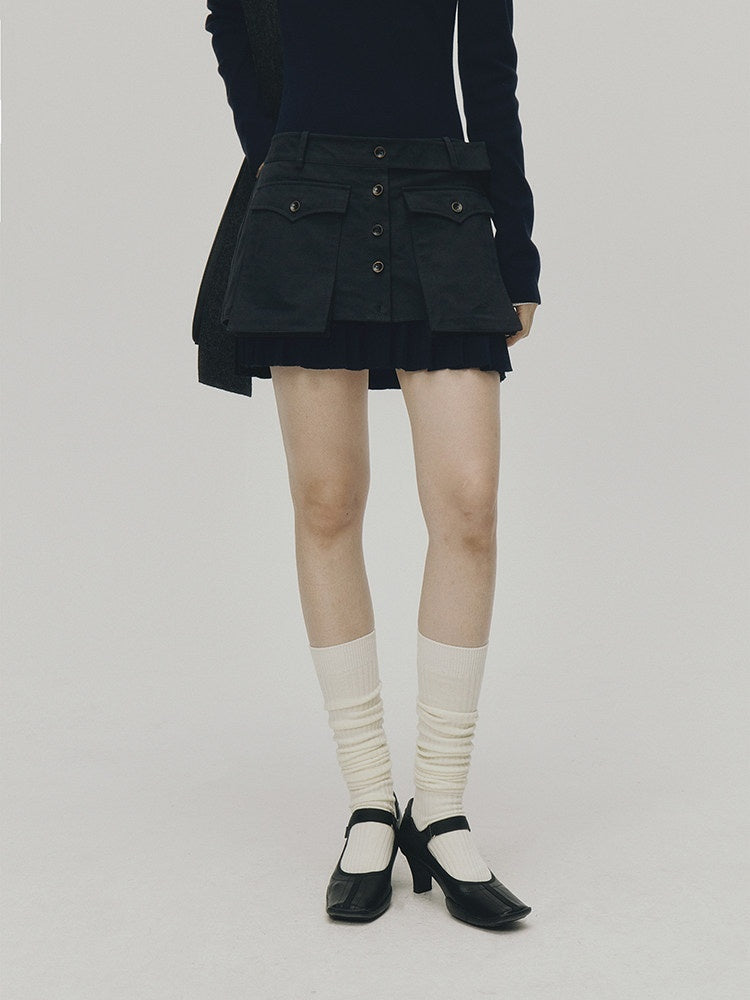 FUSSED_Twilight_Blue_3d_Pocket_Pleated_Asymmetrical_Mini_Skirt_Women&