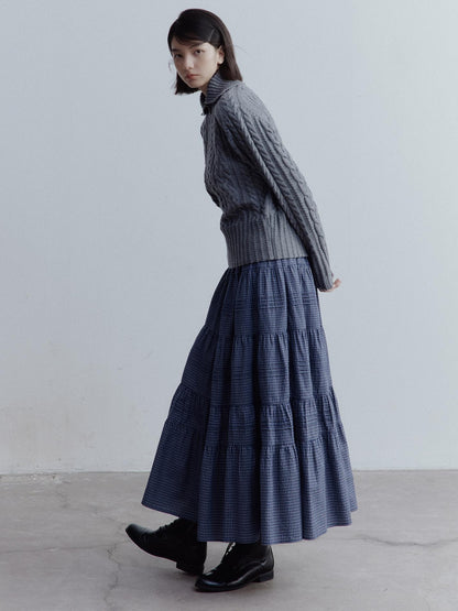 FUSSED Twisted Cable Knit Textured Wool Sweater
