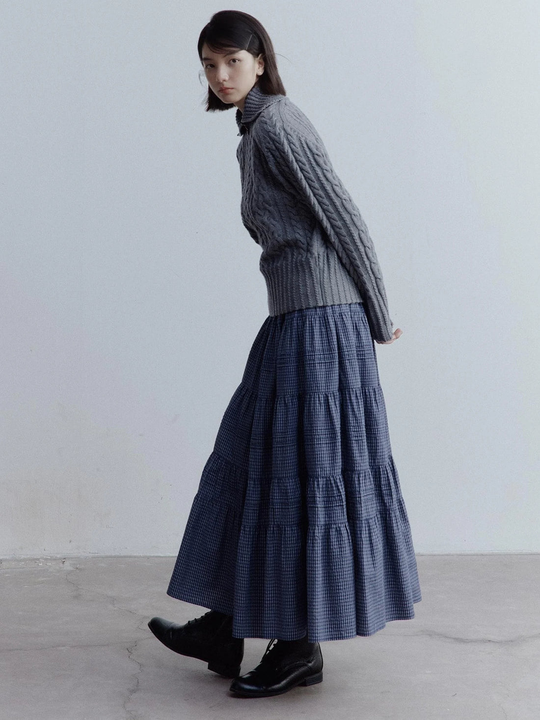 Twisted Cable Knit Textured Wool Sweater