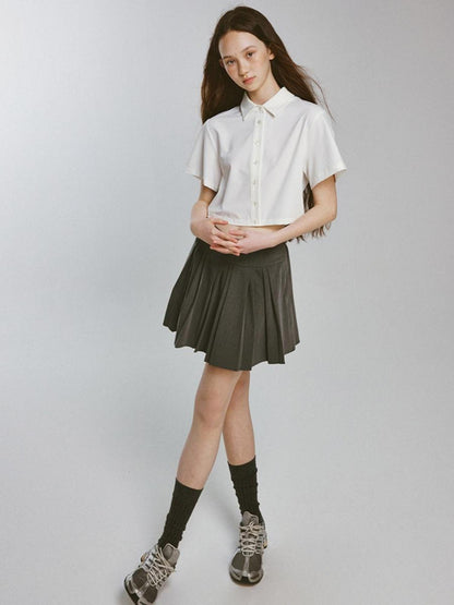 FUSSED Two Tone Layered Shirt Dress with Pleated Skirt