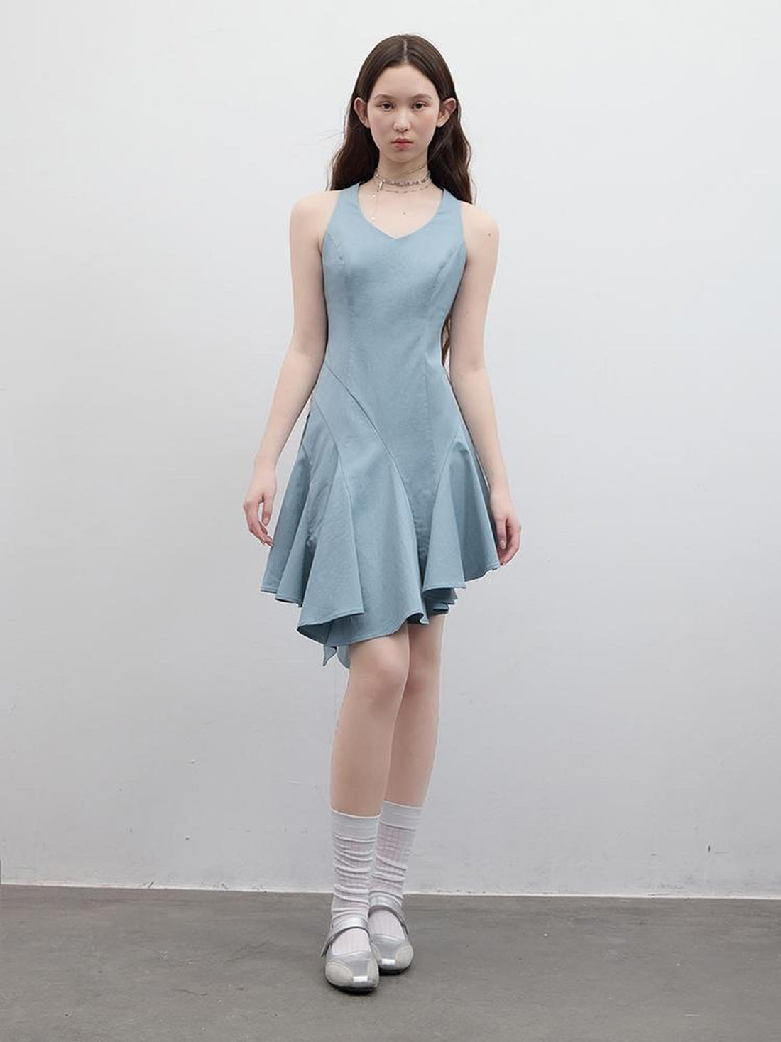 FUSSED V-Neck Asymmetrical Slip Dress