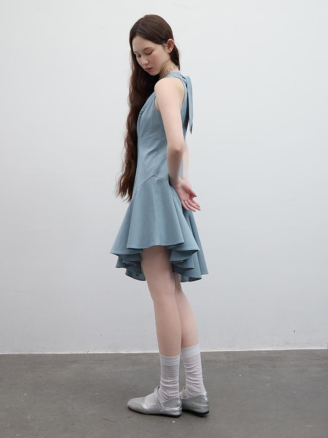 FUSSED V-Neck Asymmetrical Slip Dress