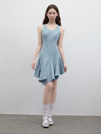 FUSSED_V-Neck_Asymmetrical_Slip_Dress_MISSTT