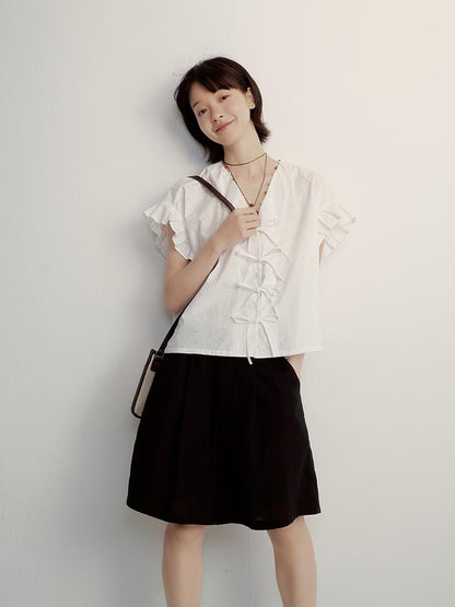 FUSSED V-Neck Embroidered Circus Blouse With Colorful Beaded Detail