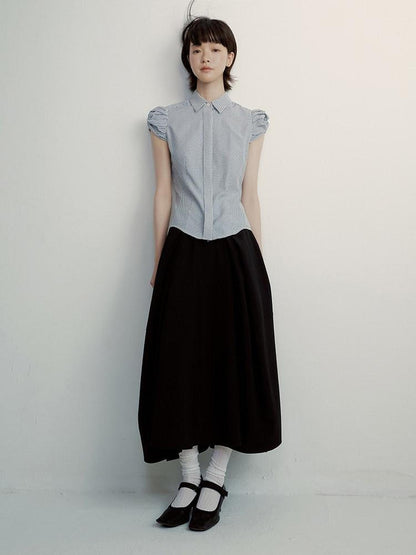 FUSSED Vichy Check Deconstructed Bud Puff Sleeve Women&
