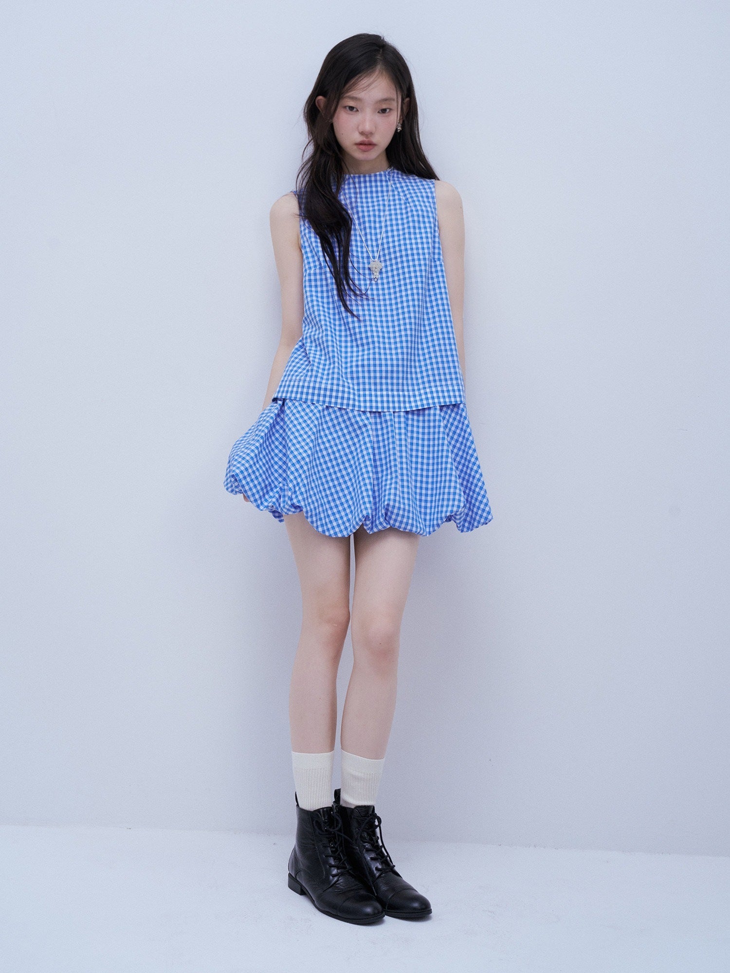 FUSSED_Vichy_Gingham_Faux_Two_Piece_Bubble_Hem_Women&