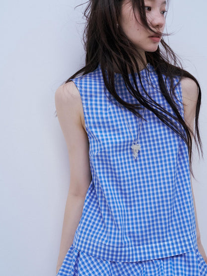 FUSSED Vichy Gingham Faux Two Piece Bubble Hem Women&