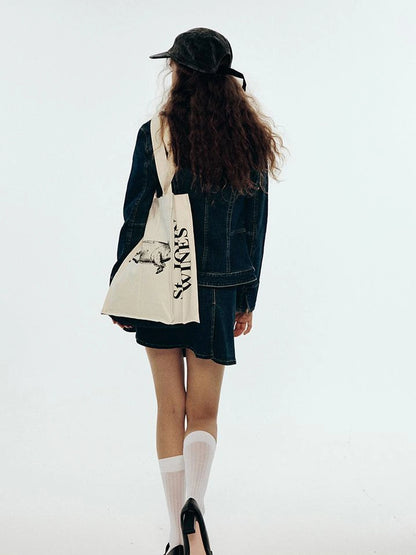 Vintage Blue Tailored Denim Jacket with Notched Collar