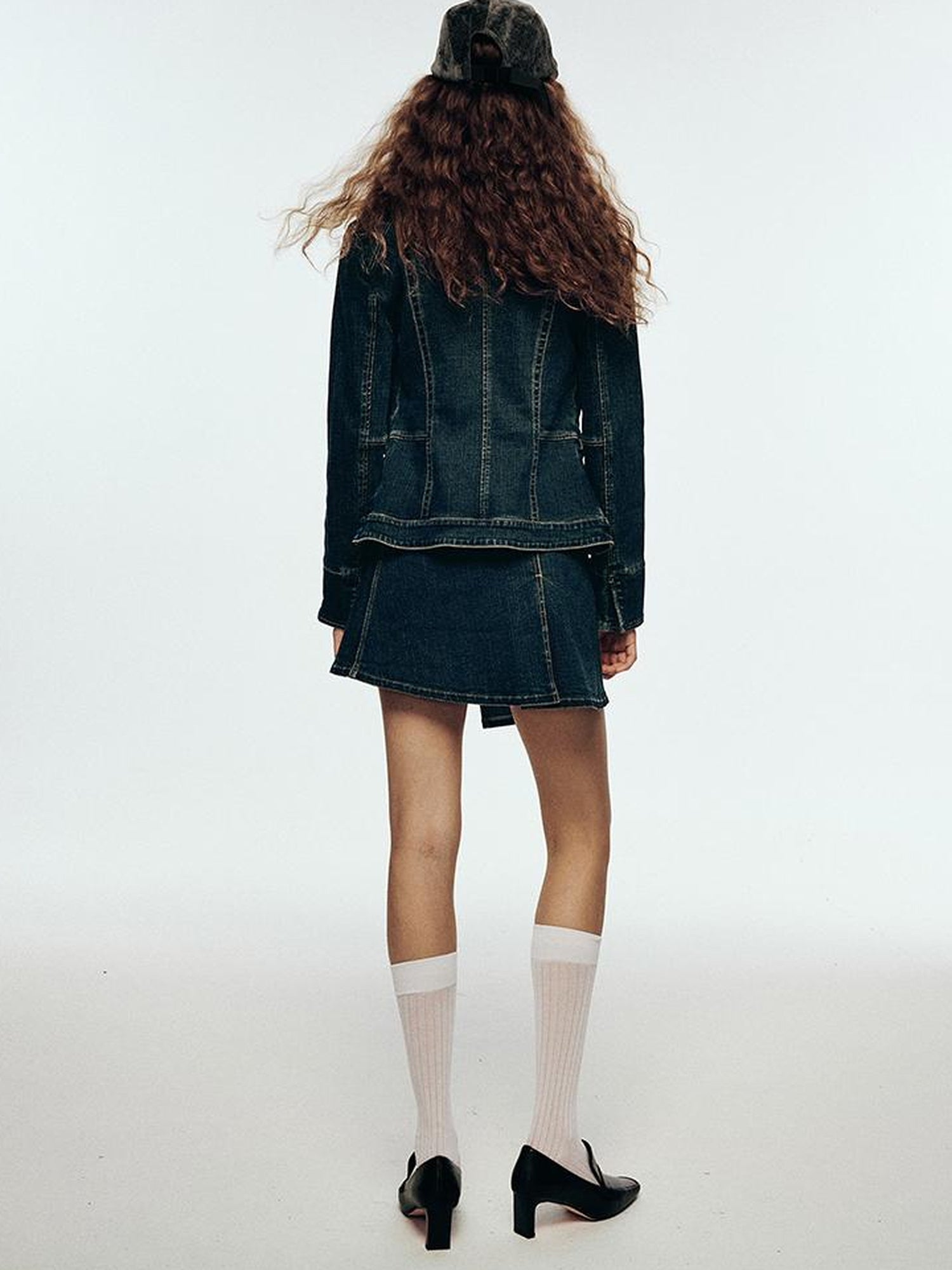 FUSSED Vintage Blue Tailored Denim Jacket with Notched Collar