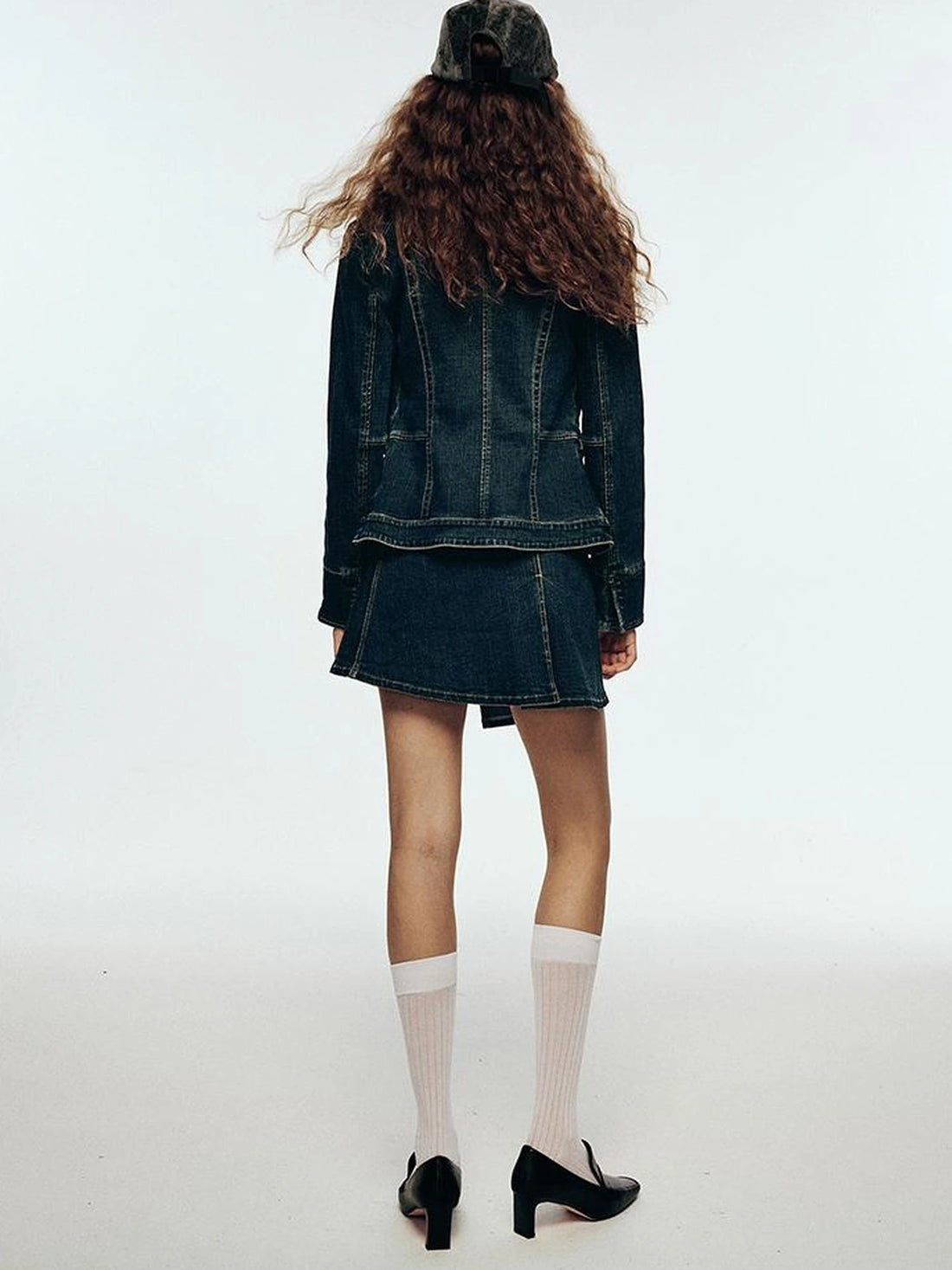 Vintage Blue Tailored Denim Jacket with Notched Collar