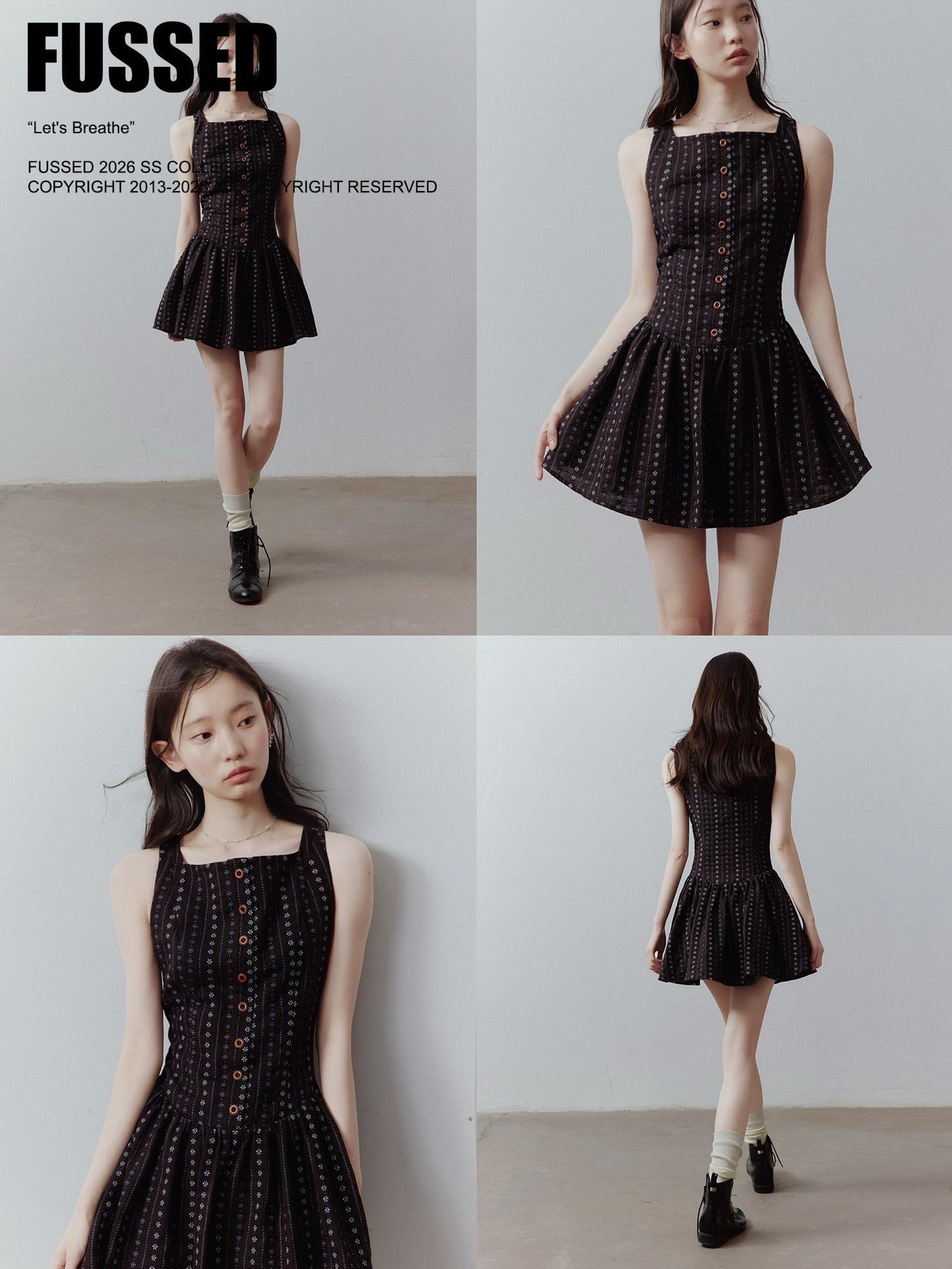 FUSSED Vintage Floral Embroidered Jacquard Square Neck Women&