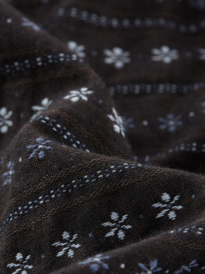 FUSSED Vintage Floral Embroidered Jacquard Square Neck Women&