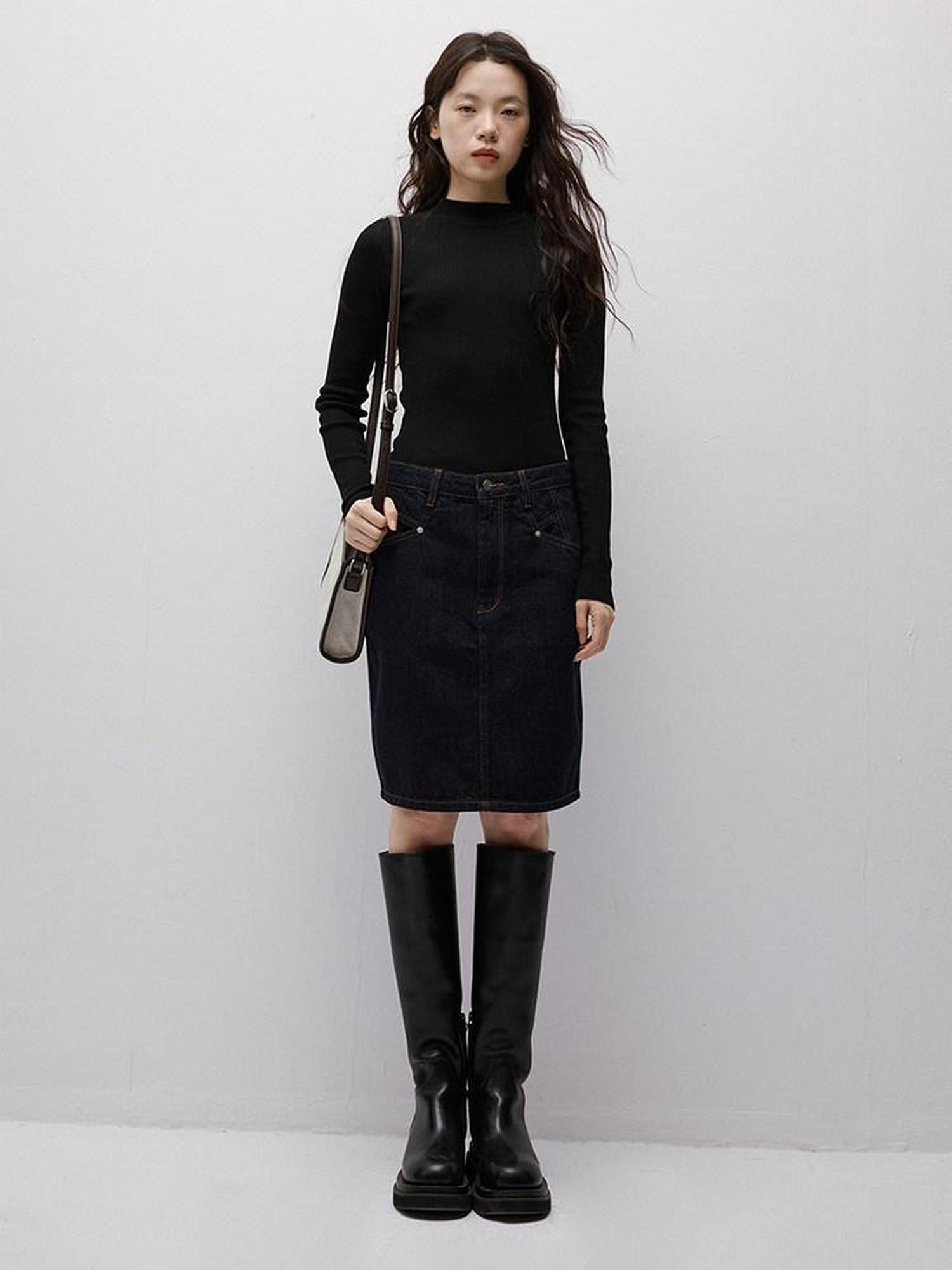 FUSSED Vintage Indigo Structured Contrast Stitching Women&