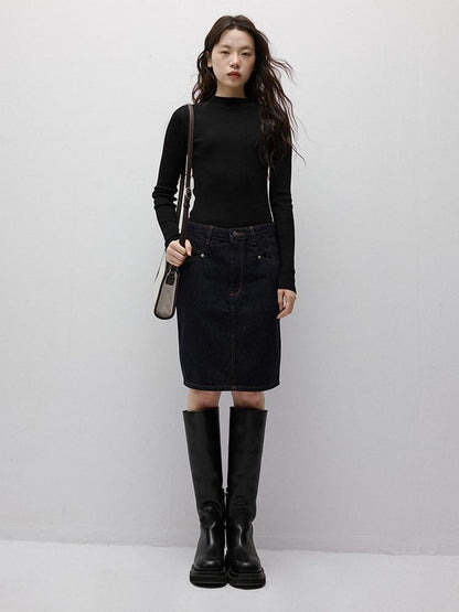 FUSSED Vintage Indigo Structured Contrast Stitching Women&