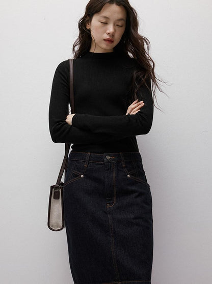FUSSED Vintage Indigo Structured Contrast Stitching Women&