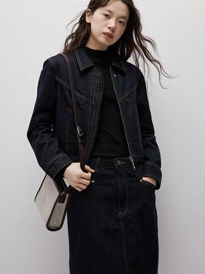 FUSSED Vintage Indigo Structured Contrast Stitching Women&