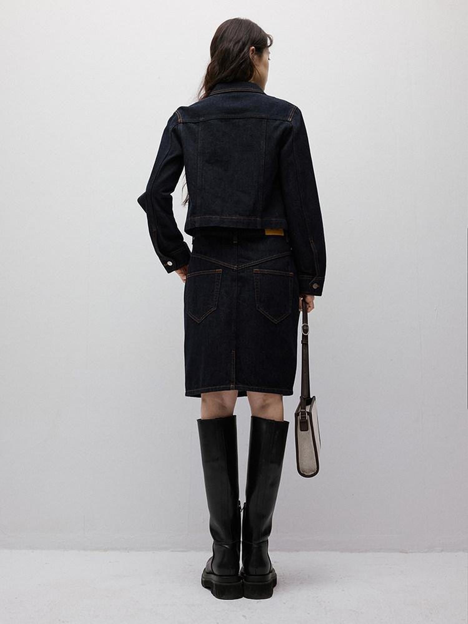 FUSSED Vintage Indigo Structured Contrast Stitching Women&