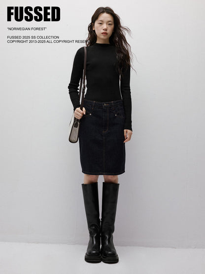 FUSSED Vintage Indigo Structured Contrast Stitching Women&