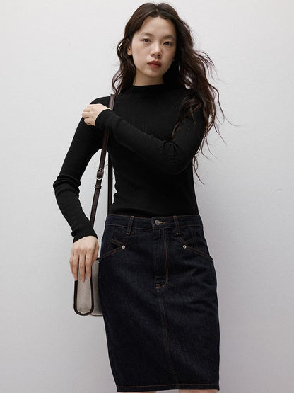FUSSED Vintage Indigo Structured Contrast Stitching Women&