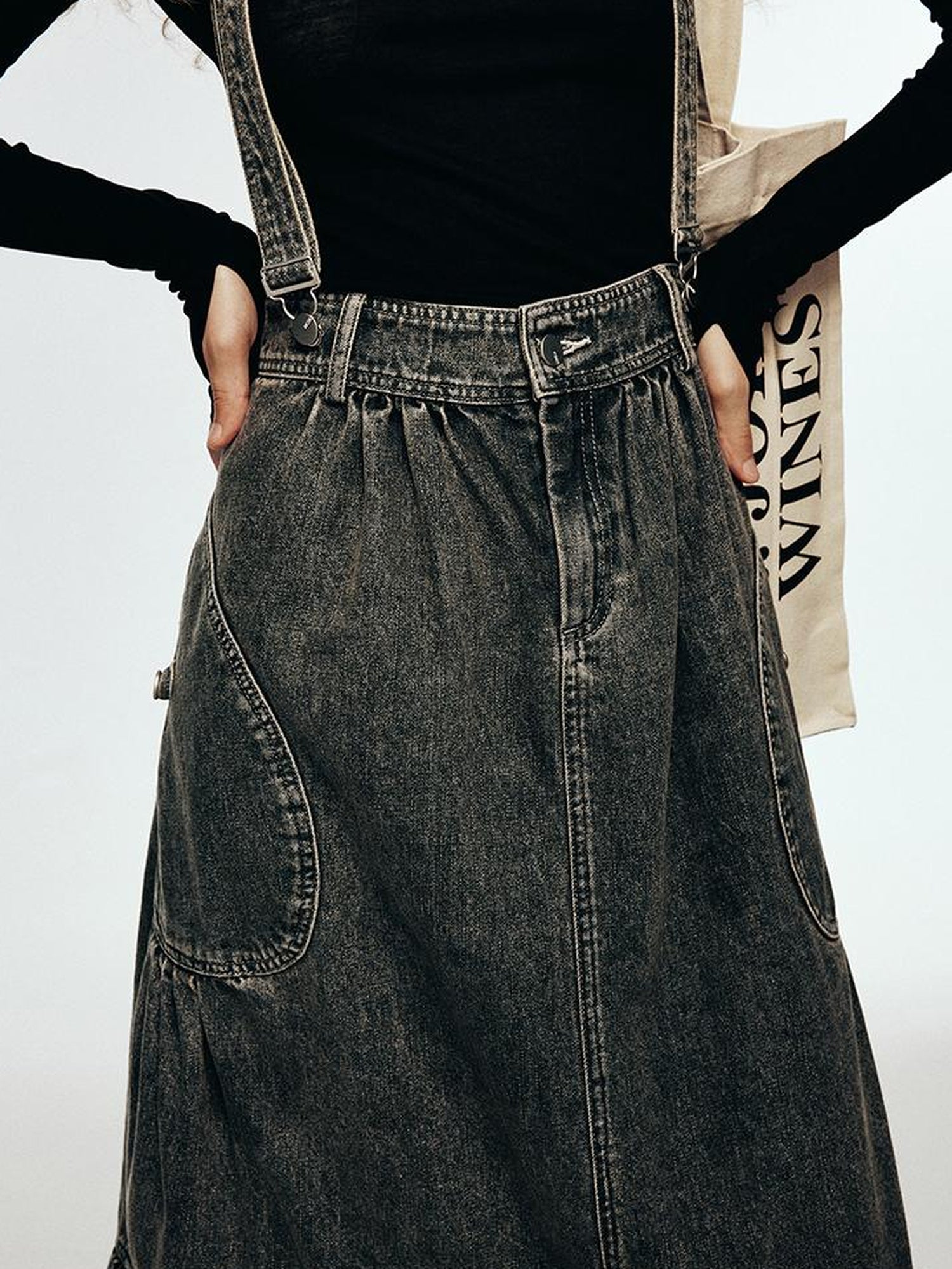 FUSSED Vintage Indigo Washed Tiered Maxi Dress With Adjustable Straps