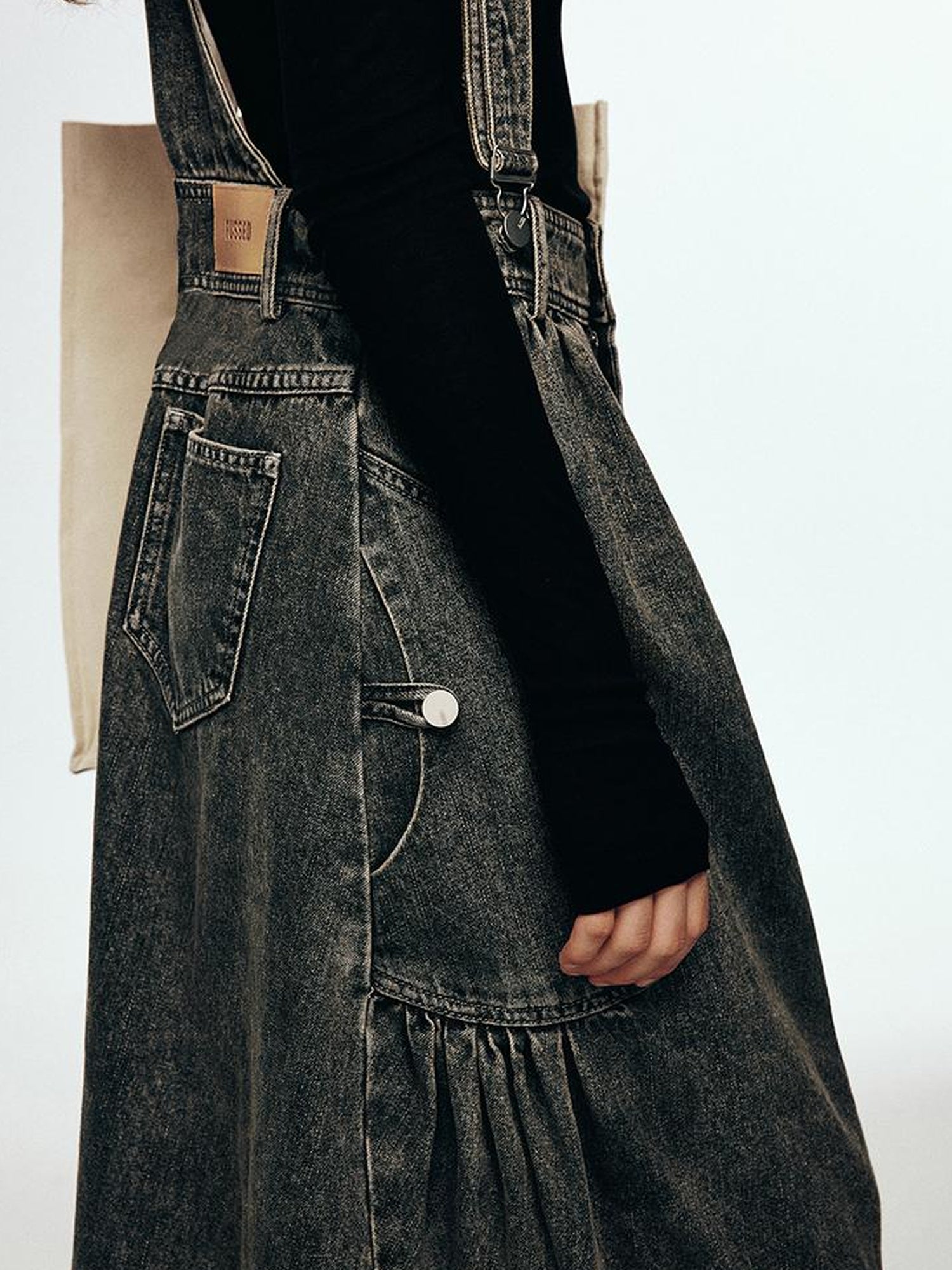 FUSSED Vintage Indigo Washed Tiered Maxi Dress With Adjustable Straps