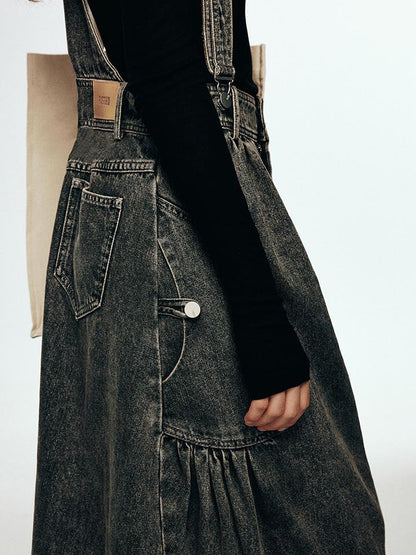 FUSSED Vintage Indigo Washed Tiered Maxi Dress With Adjustable Straps