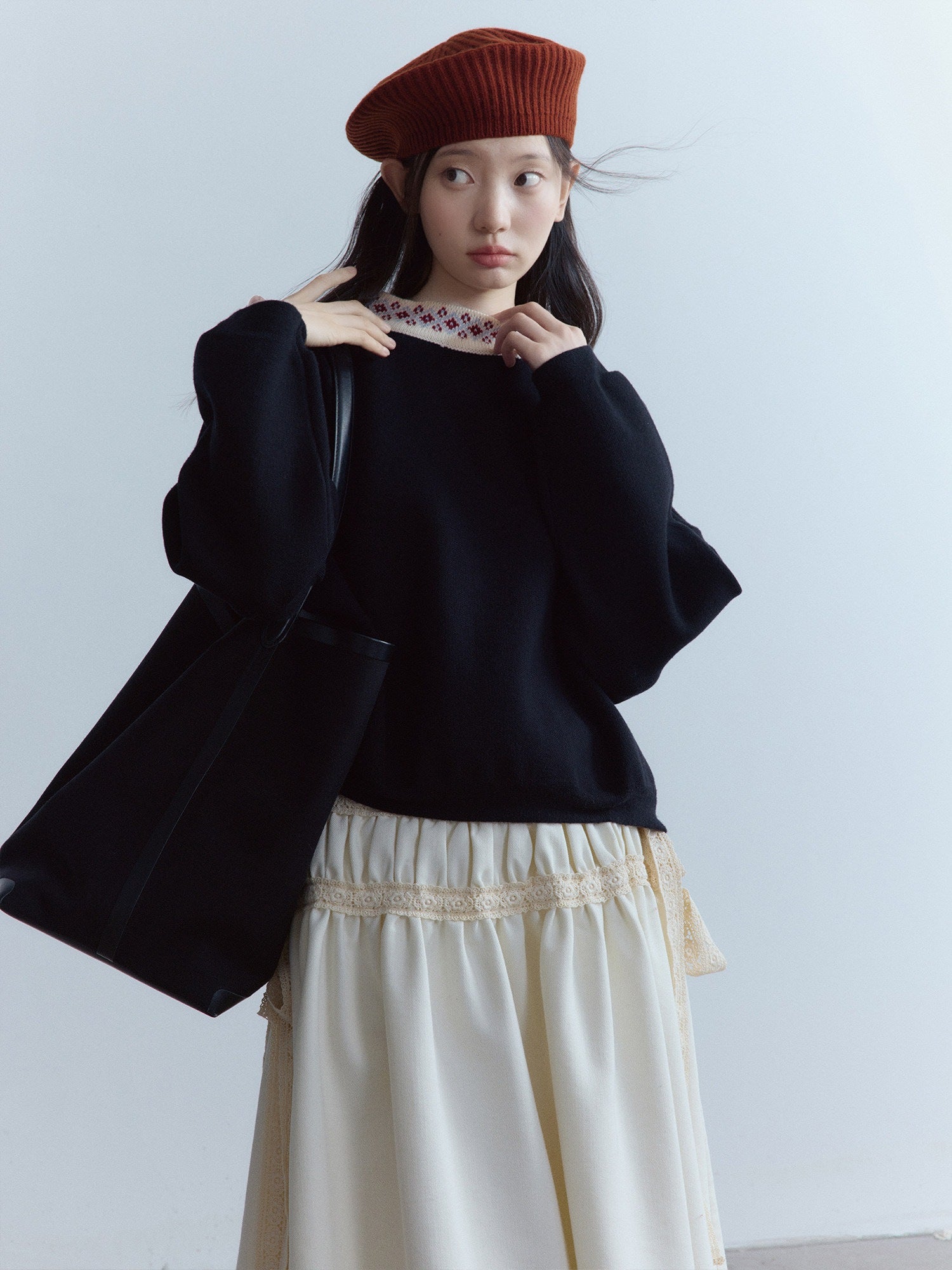 FUSSED_Vintage_Lace_Collar_Patchwork_Relaxed_Fit_Pullover_Floral_Black_Sweater_MISSTT