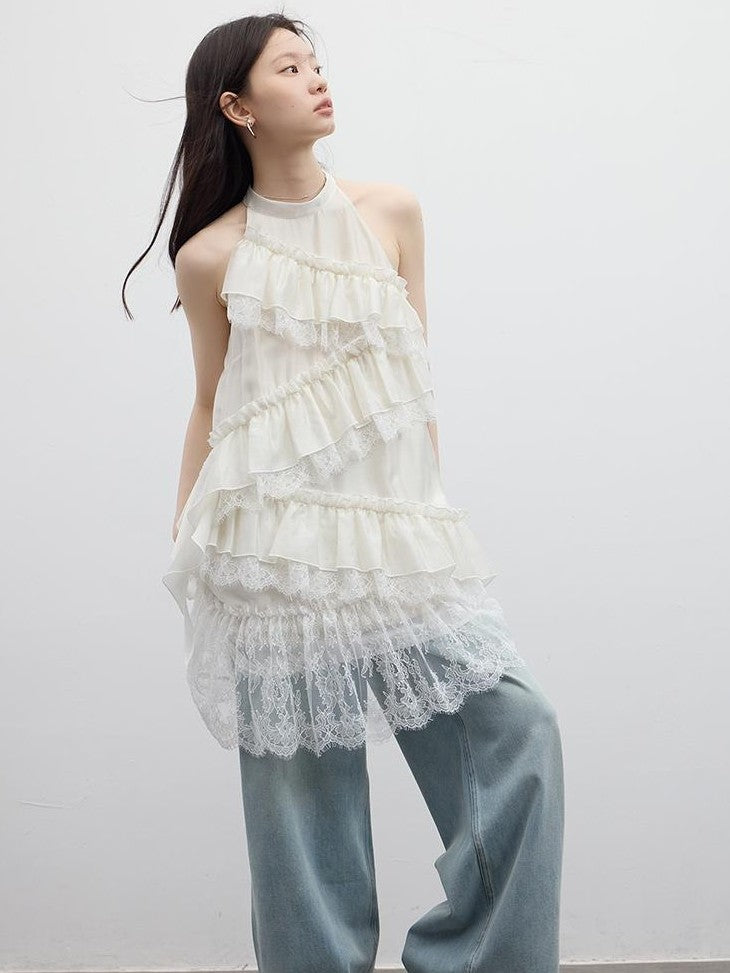FUSSED Vintage Light Blue Leg Lengthening Wide Leg Women&