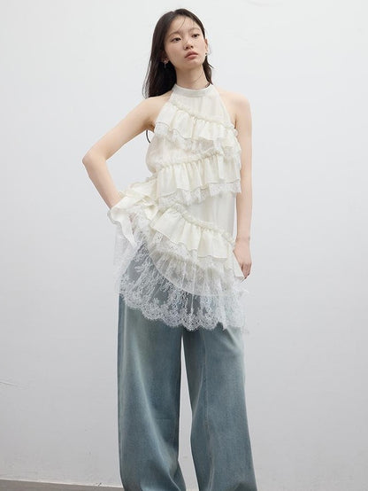 FUSSED Vintage Light Blue Leg Lengthening Wide Leg Women&