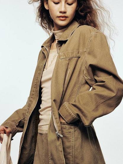 FUSSED Vintage Nut Shell Brown Enzyme Wash Denim Jacket