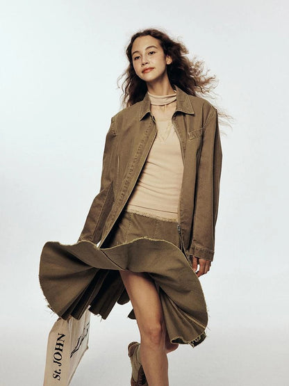 Vintage Nut Shell Brown Enzyme Wash Denim Jacket