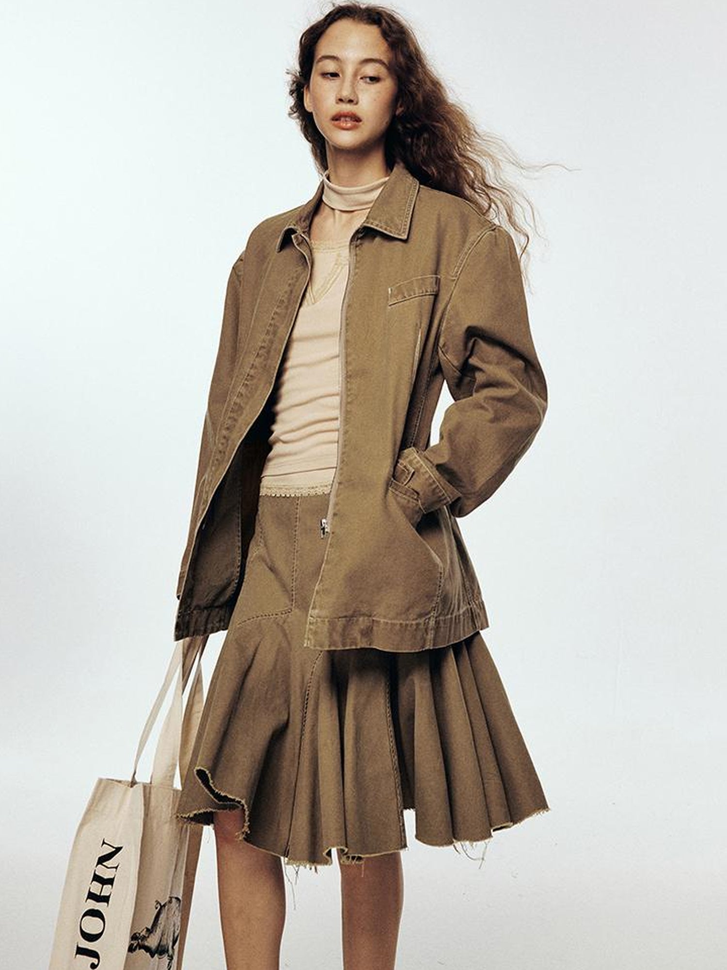 FUSSED Vintage Nut Shell Brown Enzyme Wash Denim Jacket