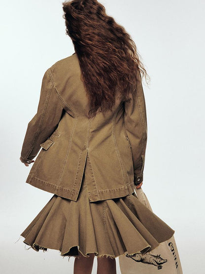 FUSSED Vintage Nut Shell Brown Enzyme Wash Denim Jacket