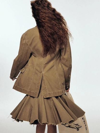 Vintage Nut Shell Brown Enzyme Wash Denim Jacket