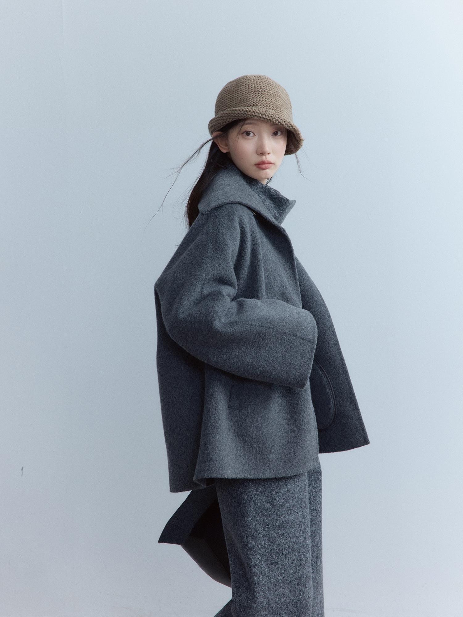 FUSSED Vintage Two Tone Handwoven 3d Rolled Brim Women&