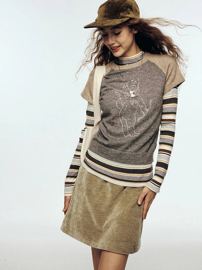 Vtg Corduroy Cedar Green Straight Skirt