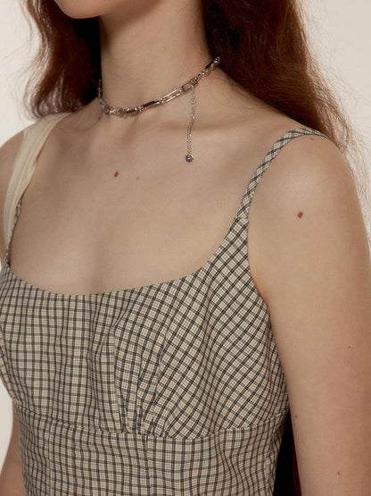 FUSSED Vtg Nerd Chic Cotton Tencel Checkered Mini Dress