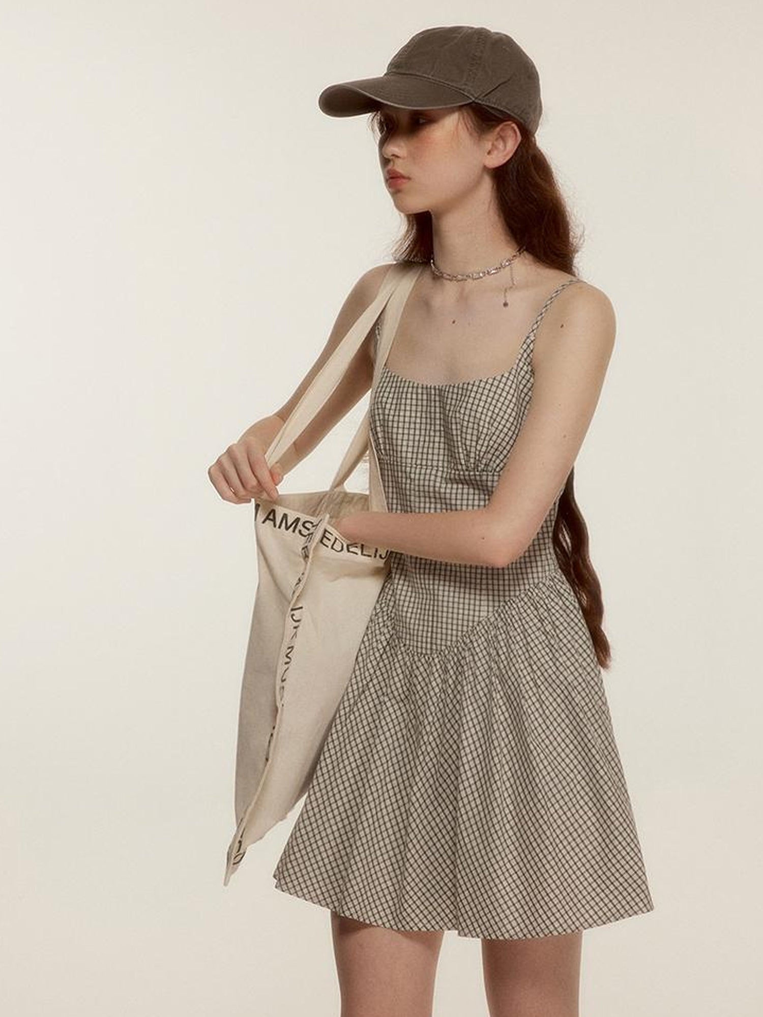 FUSSED Vtg Nerd Chic Cotton Tencel Checkered Mini Dress