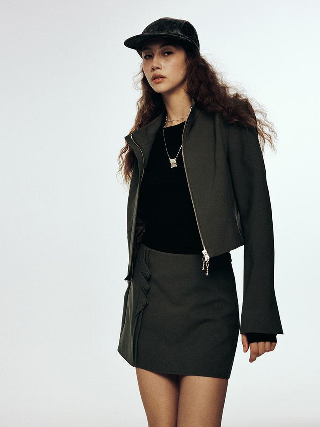 FUSSED Wandering River Slim Fit Short Wool Blazer In Linen Blue