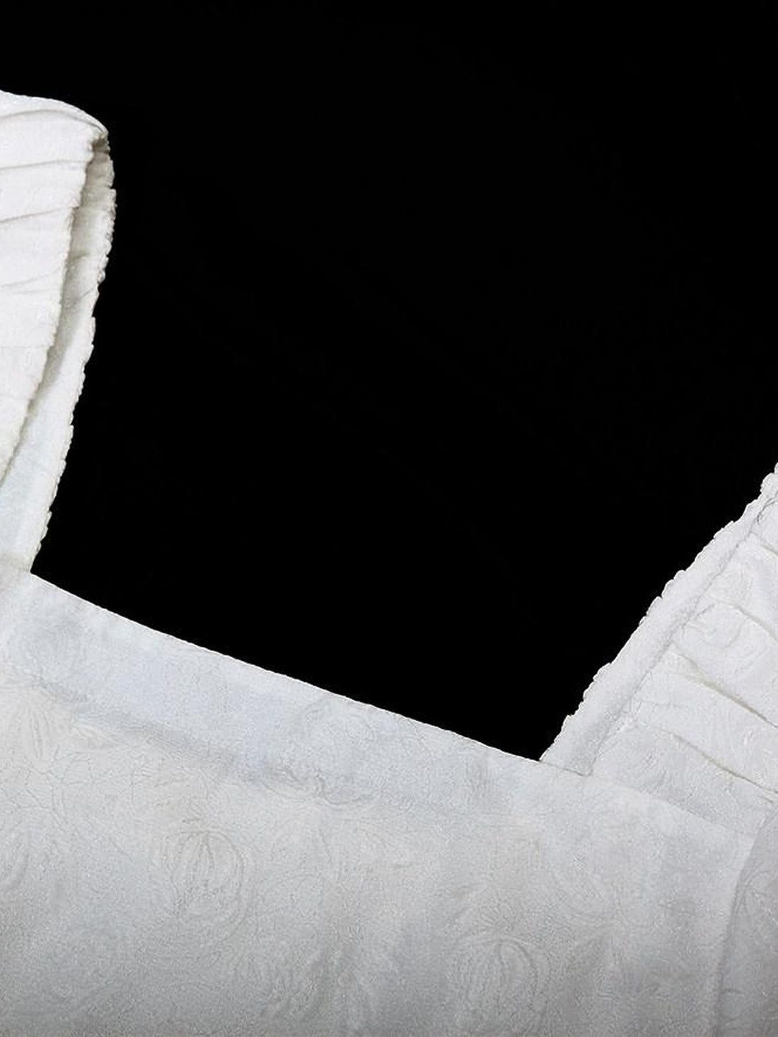 FUSSED White Jacquard Asymmetric Ruched Square Neck Women&