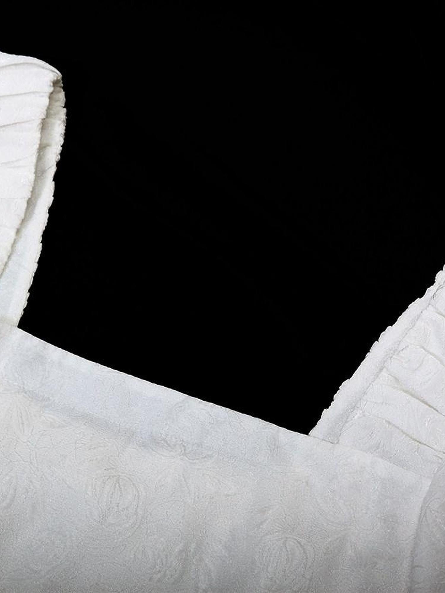 FUSSED White Jacquard Asymmetric Ruched Square Neck Women&