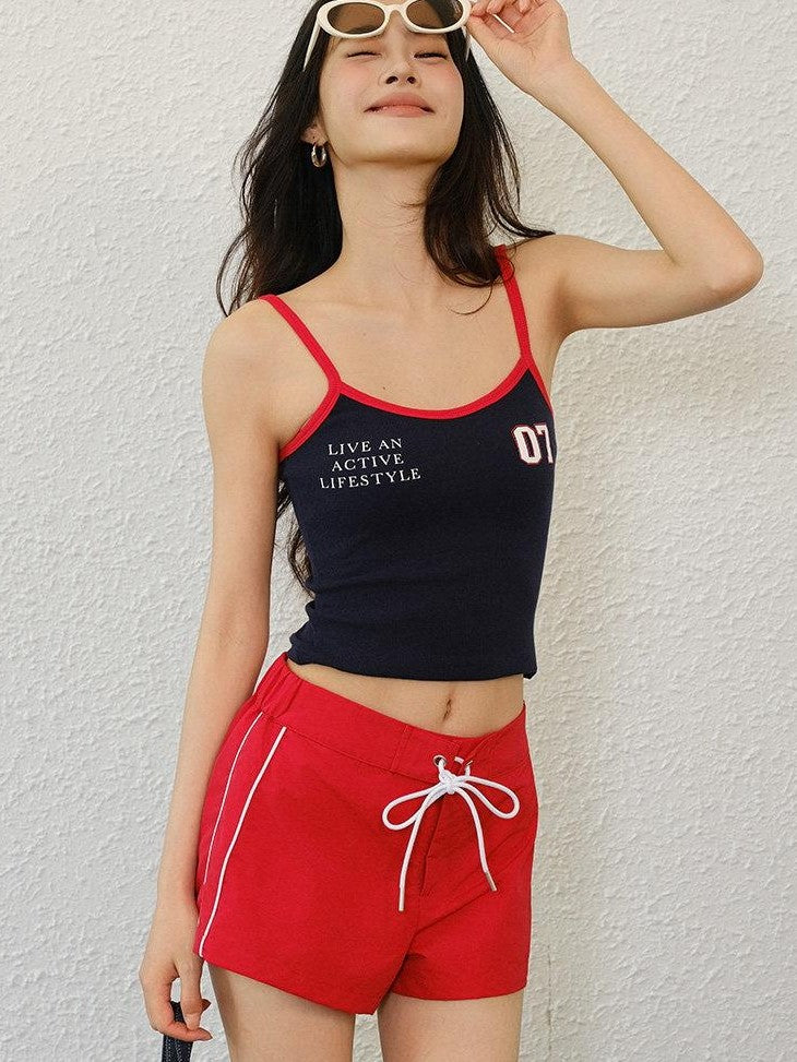 FU FRESH UP American Sweet Cool Colorblock Print Slim Fit Women&