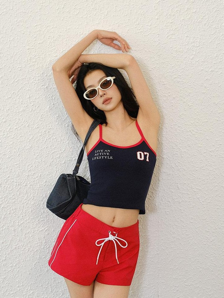 FU FRESH UP American Sweet Cool Colorblock Print Slim Fit Women&