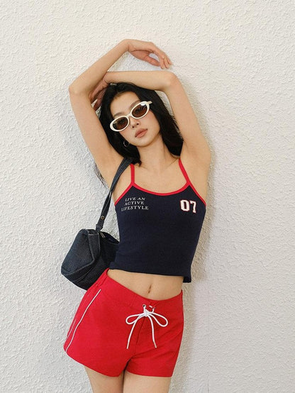 FU FRESH UP American Sweet Cool Colorblock Print Slim Fit Women&