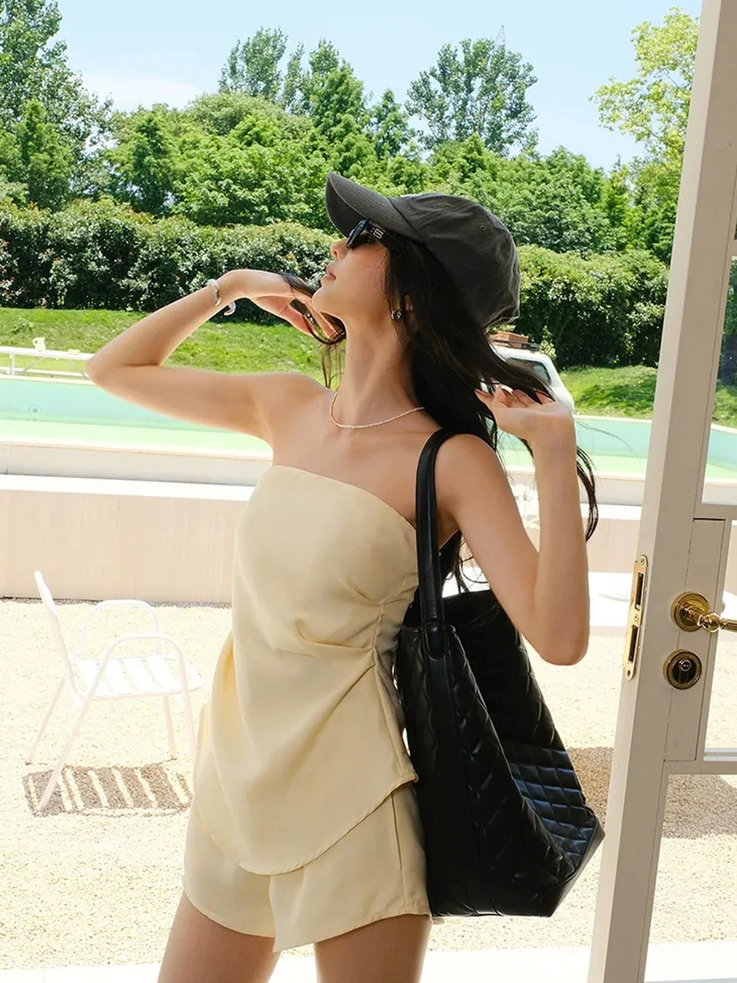 FU FRESH UP Asymmetric Pleated Camisole Set