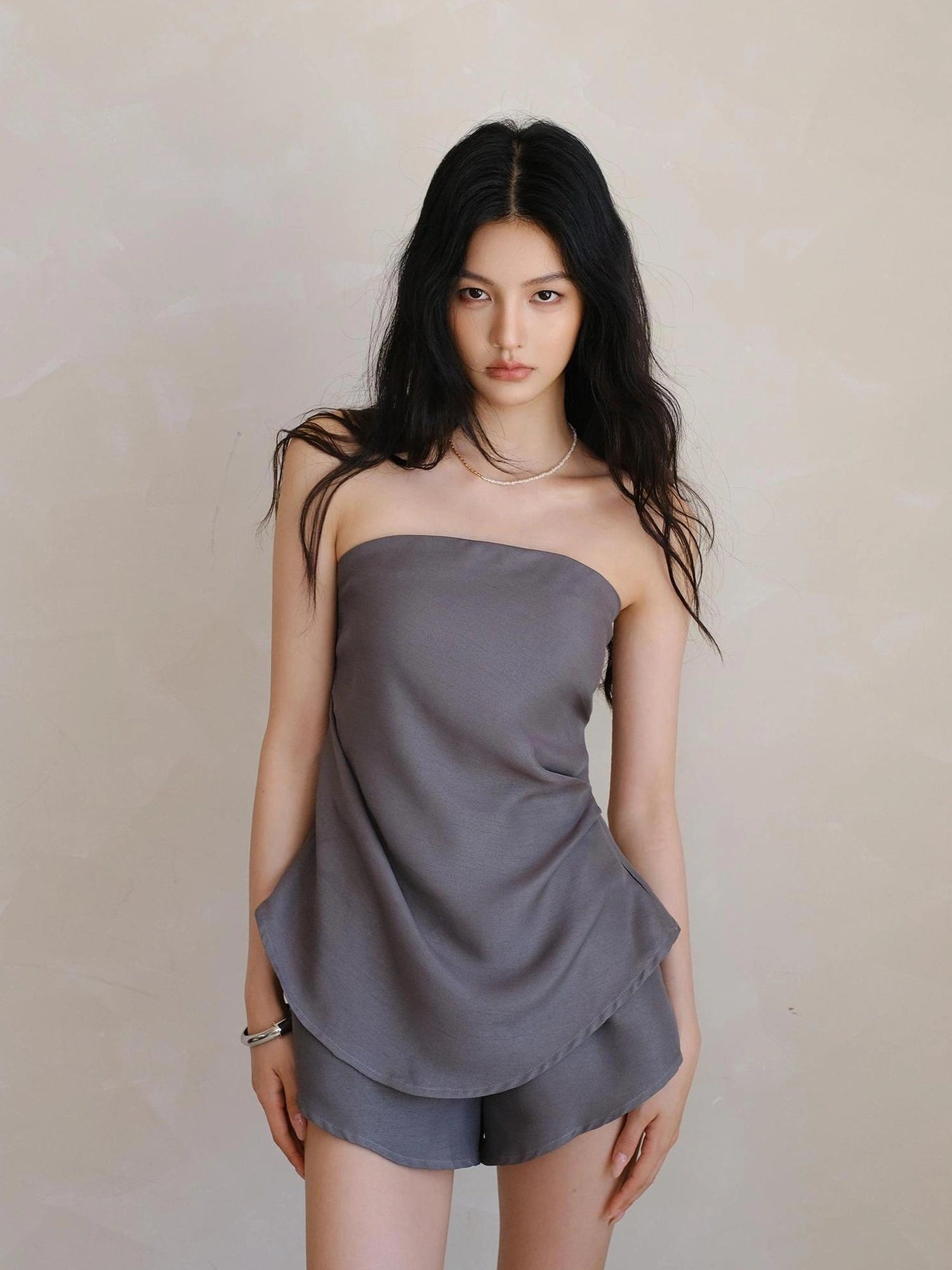 FU FRESH UP Asymmetric Pleated Camisole Set