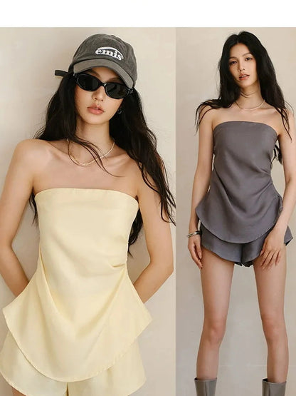 FU FRESH UP Asymmetric Pleated Camisole Set