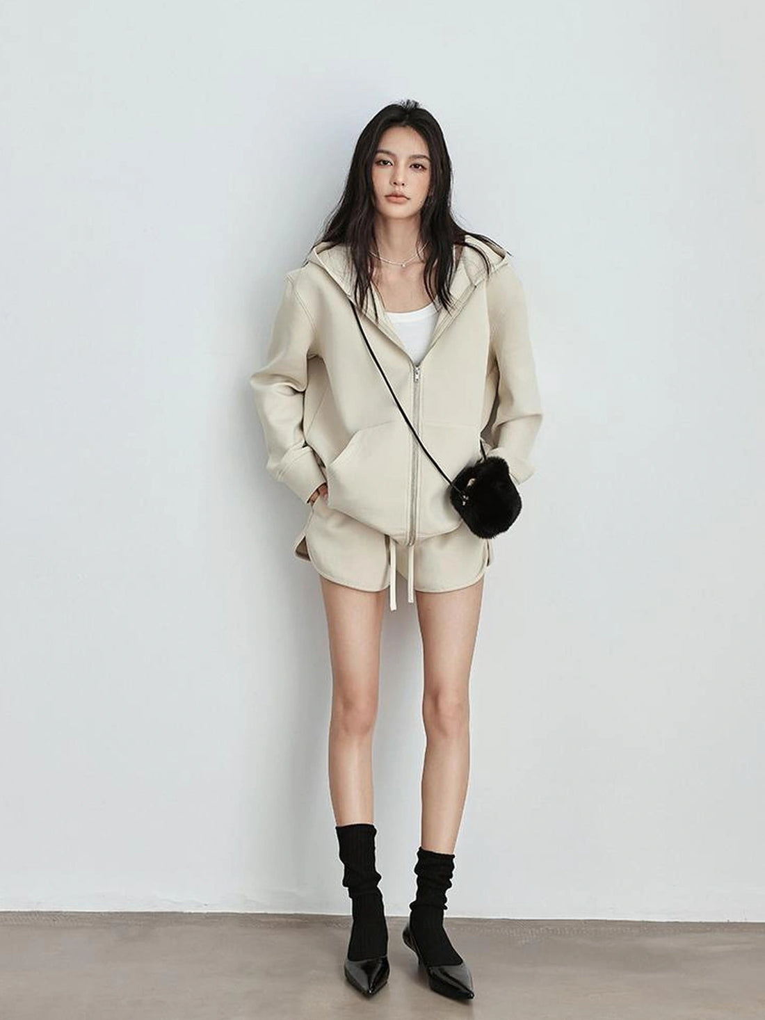 FU FRESH UP Athflow Hoodie Set With High Waist Shorts