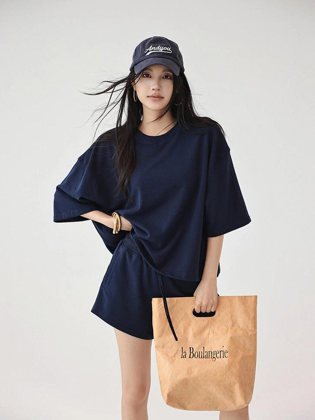 FU FRESH UP Athflow Relaxed Cotton T-shirt And Shorts Set